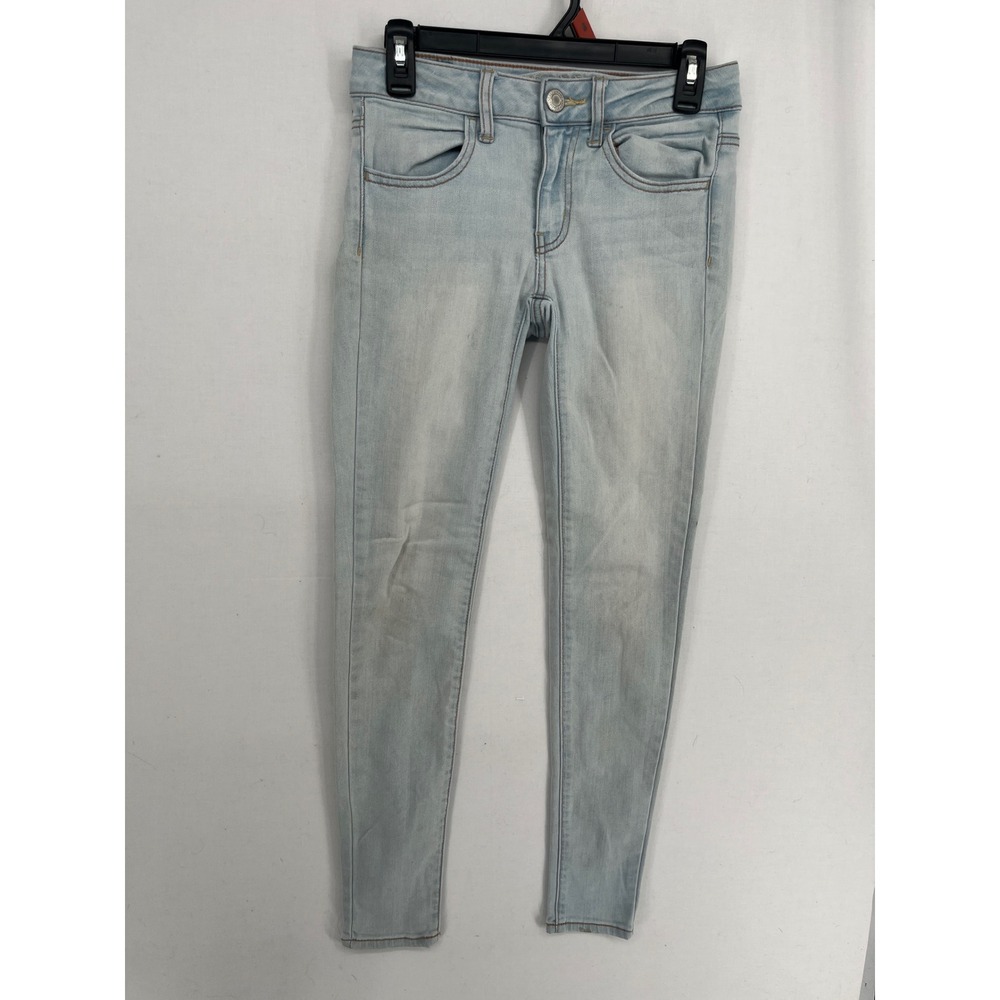 American Eagle Super Stretch Skinny Jeans Light Wash Blue Womens Size 2 Regular
